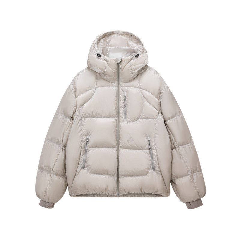 FPA 800FP 95% White Duck Down Cicada Wing Quilted Semi-Translucent Shiny Structured Hooded Down Jacket Winter Coat