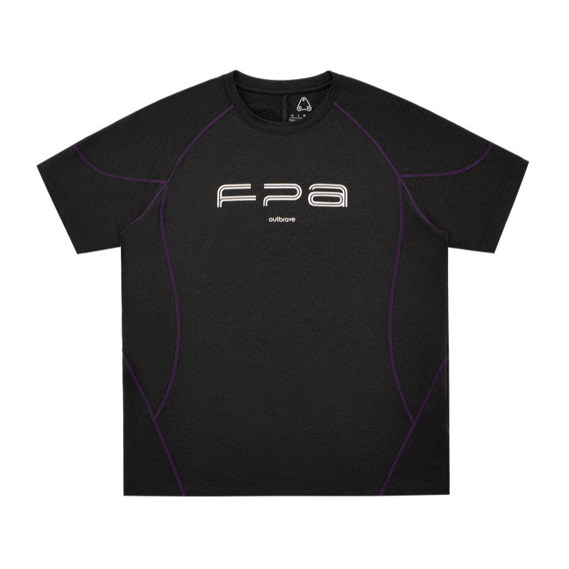 FPA Contrast Stitch Slogan Print T-Shirt for Outdoor Sports, Fitness, Running, Round Neck, Regular Fit, Couple Tee for Men