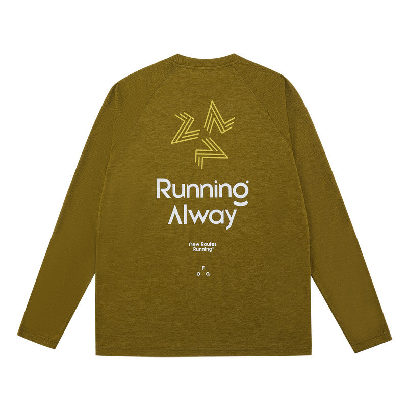 FPA7A Antibacterial Moisture-Wicking Long Sleeve Spring Outdoor Sports Running Fitness Casual Crew Neck Couple T-Shirt for Men