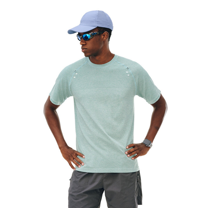 FPA Knit Sports Striped Short Sleeve Tee - Summer Round Neck Basic Outdoor Breathable Fitness T-Shirt for Men