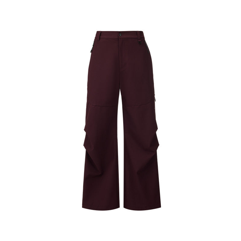 FPA Outdoor Softshell Casual Four-Way Stretch Skin-Friendly Drape Zipper Pants Men's Trendy Black Sports Pants