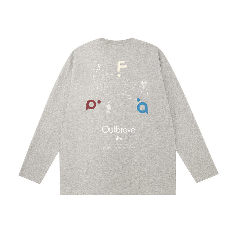 FPA Warm Fleece Long-Sleeve Casual T-Shirt for Couples, 2026 Fall New Arrival, Round Neck, Loose Fit, Outdoor Sports, Chinese Streetwear