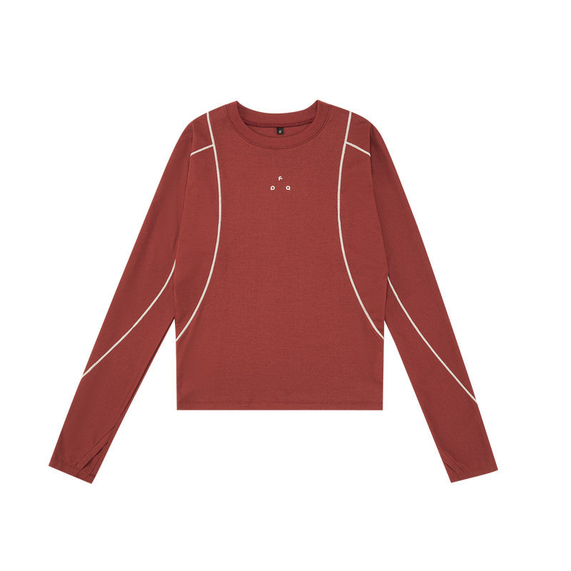 FPA Outdoor Structured Contrast Stitching Breathable Slim-Fit Long-Sleeve Top