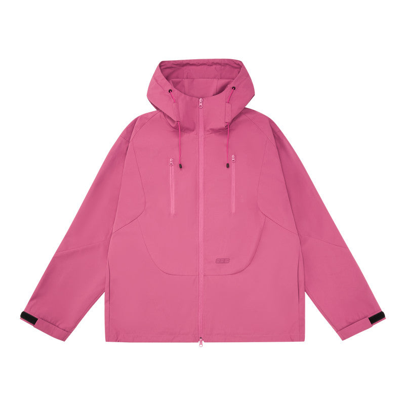 FPA Double-Zip Hooded 3D-Structured Shell Jacket for Outdoor Sports, Windproof