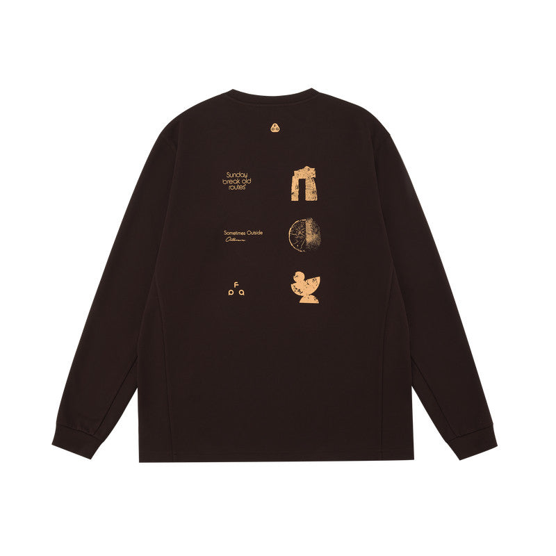 FPA Moisture-Wicking UPF50+ Printed Long Sleeve Athletic Spring Casual Crew Neck Black Couple T-Shirt