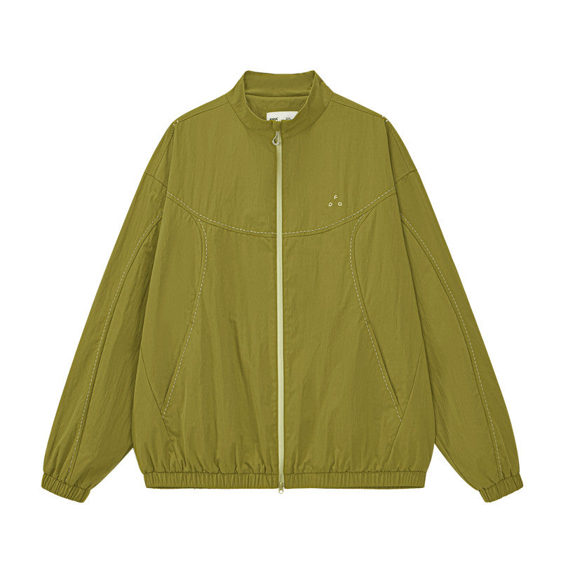 FPA Cotton-Nylon Contrast Stitch Stand Collar Casual Jacket 2026 New Autumn Sports Zip-Up Hooded Coat for Men