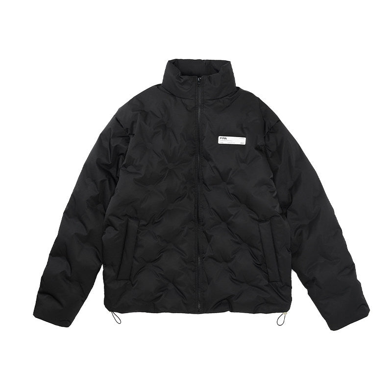 FPA Winter Couple Embossed Down Jacket – Chinese Street Style Stand Collar Casual Thick Warm Coat for Men
