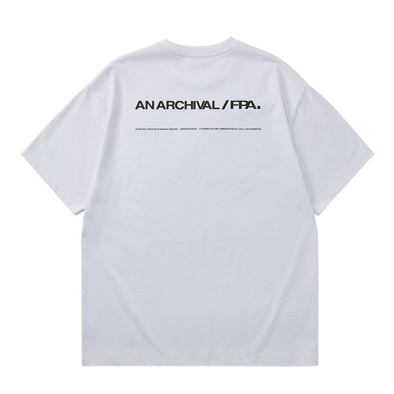 FPA Archive Basic Coffee Short Sleeve T-Shirt for Men - Chinese Streetwear, Summer Loose Fit, American Style, Minimalist, Versatile