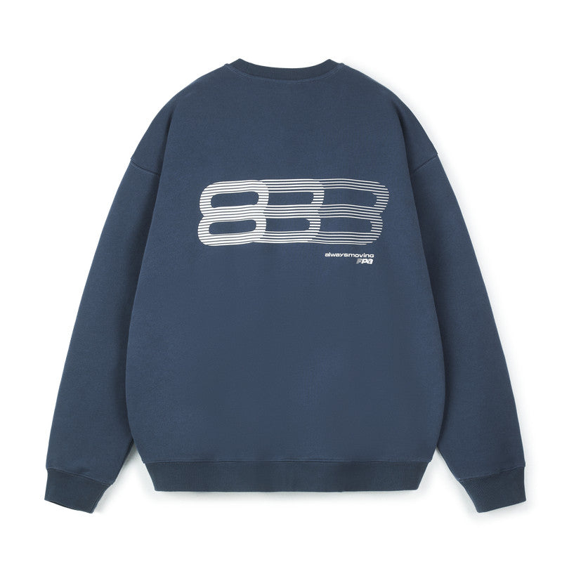 FPA Gradient Track Graphic Crew Neck Sweatshirt - Chinese Streetwear, Loose Fit, Unisex Pullover Long Sleeve Top for Spring/Autumn