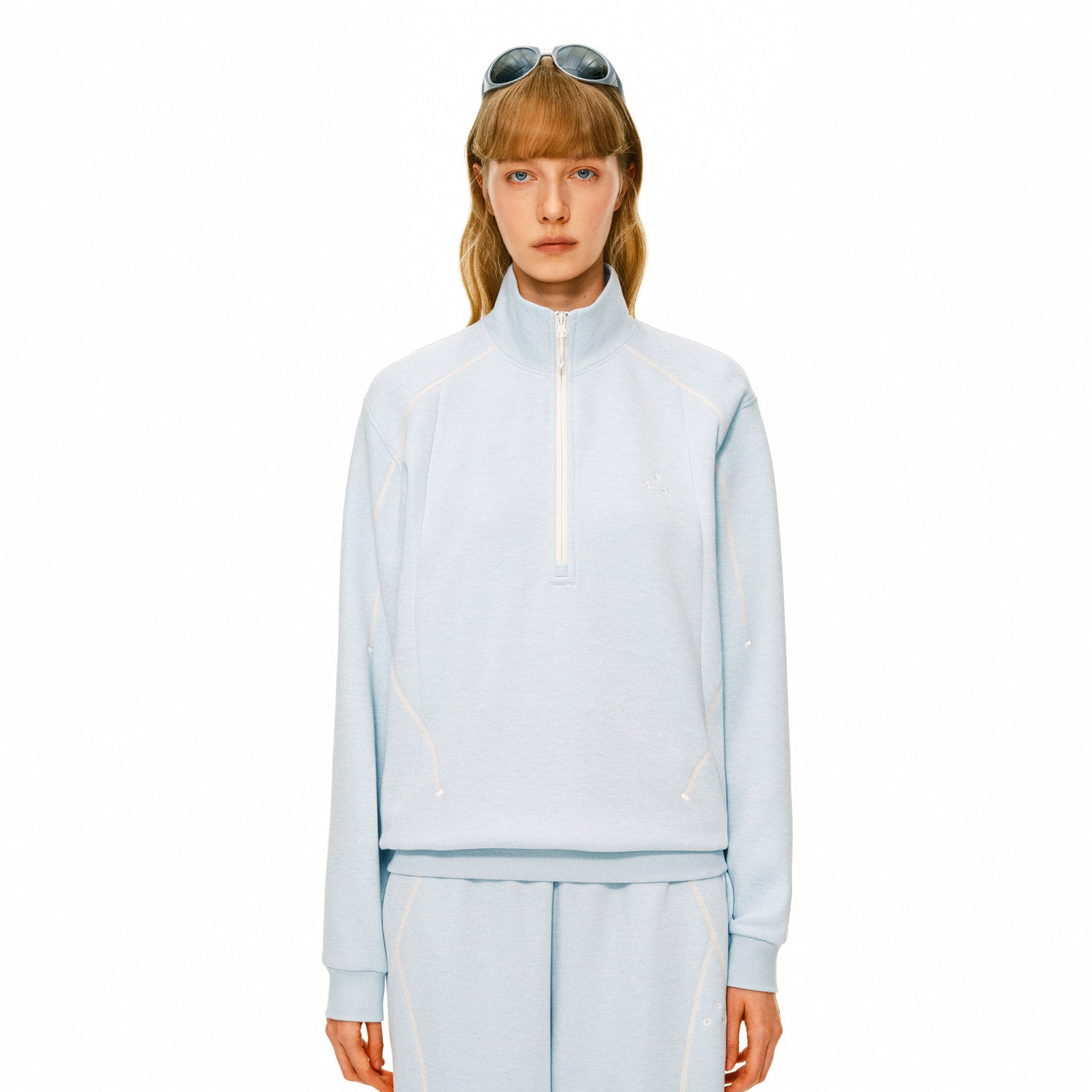 FPA Skin-Friendly Wool Heather Contrast Sweatpants Set – Spring/Fall Basic Loose Straight-Leg Lounge Pants