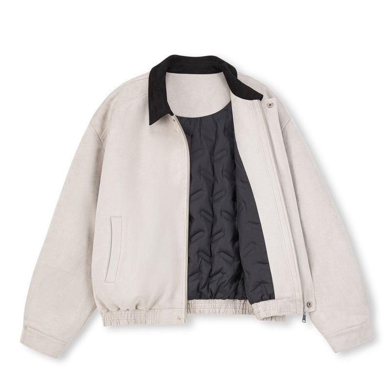 FPA Suede Lapel Jacket - Chinese Streetwear Trend, Loose-Fit American Style Short Couple Jacket for Spring/Autumn
