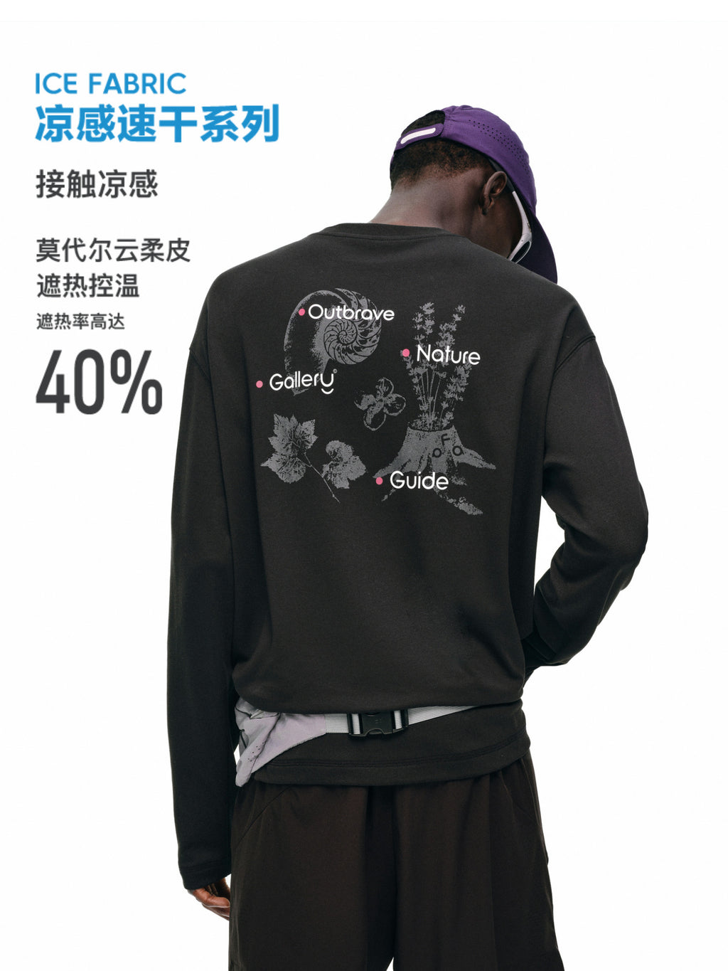 FPA Modal Quick-Dry Thermoregulating Reflective Print Long-Sleeve Outdoor Breathable Crew Neck Couple T-Shirt
