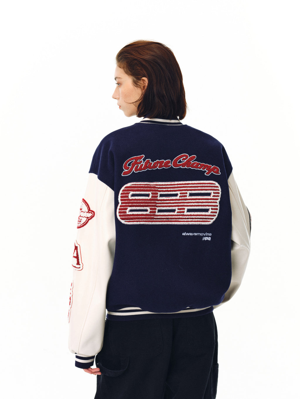 FPA Embroidered Phantom 8 Baseball Jersey – American Retro Loose Fit Baseball Collar Jacket for Spring/Fall, Unisex