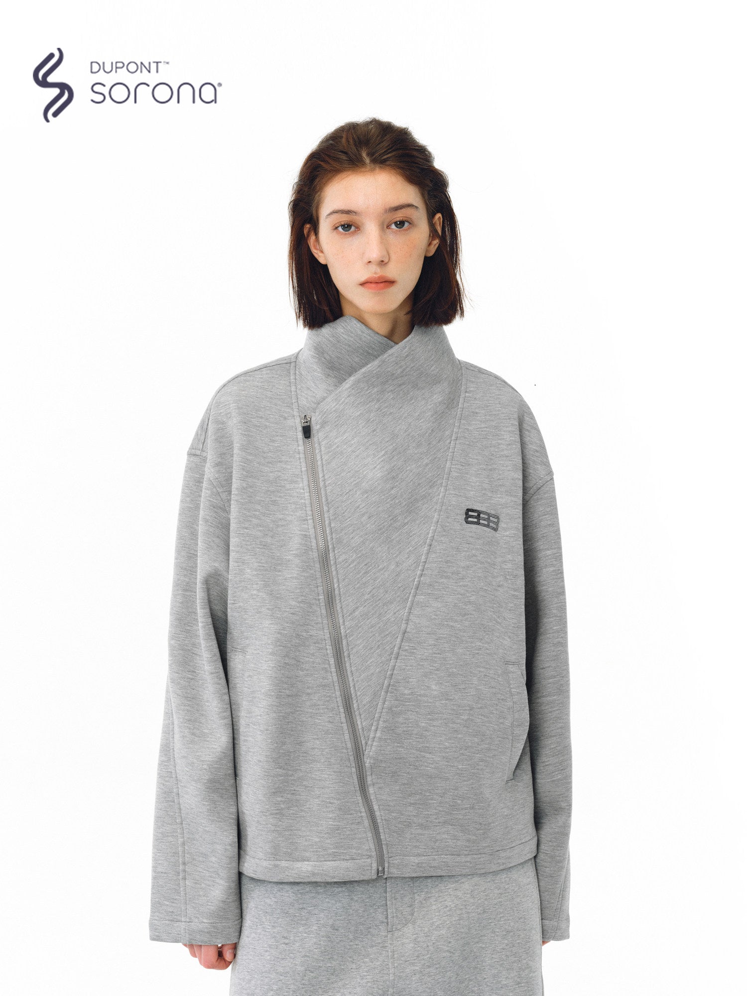 FPA Bias-Cut High-Collar Cropped Jacket - Chinese Streetwear Trendy Loose Spring Casual Unisex Coat