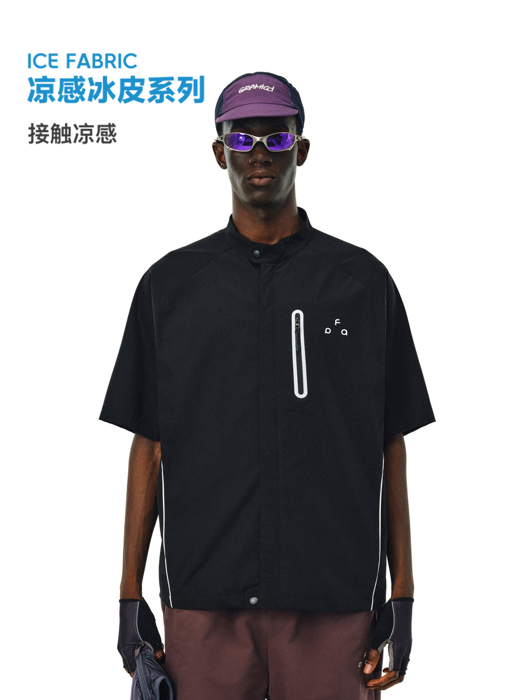 FPA Cool-Touch Quick-Dry Sports Short-Sleeve Shirt – American-Style Outdoor Color-Block Summer Streetwear Zip-Up Shirt Jacket