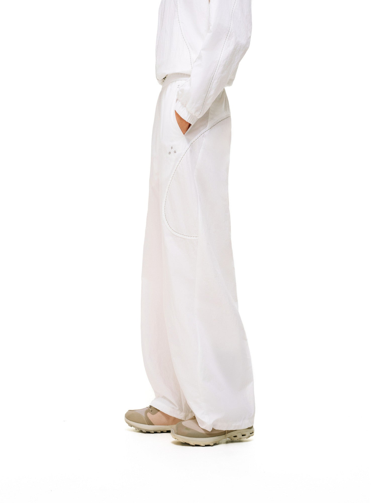 FPA Rice Grain Stitch Contrast Cotton-Nylon Curved-Line Trousers 2026 New Fall Loose Wide-Leg Casual Pants