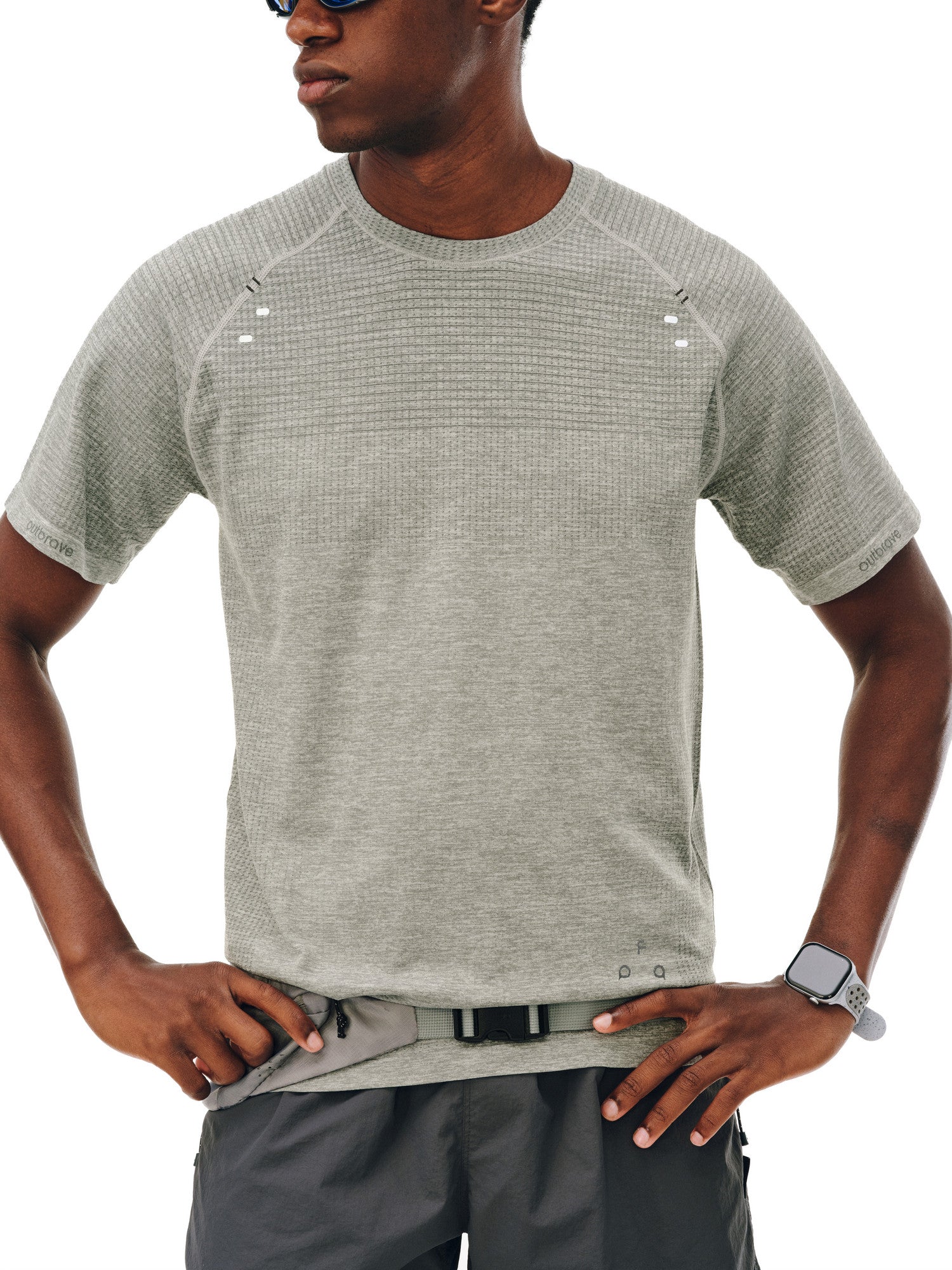 FPA Knit Sports Striped Short Sleeve Tee - Summer Round Neck Basic Outdoor Breathable Fitness T-Shirt for Men