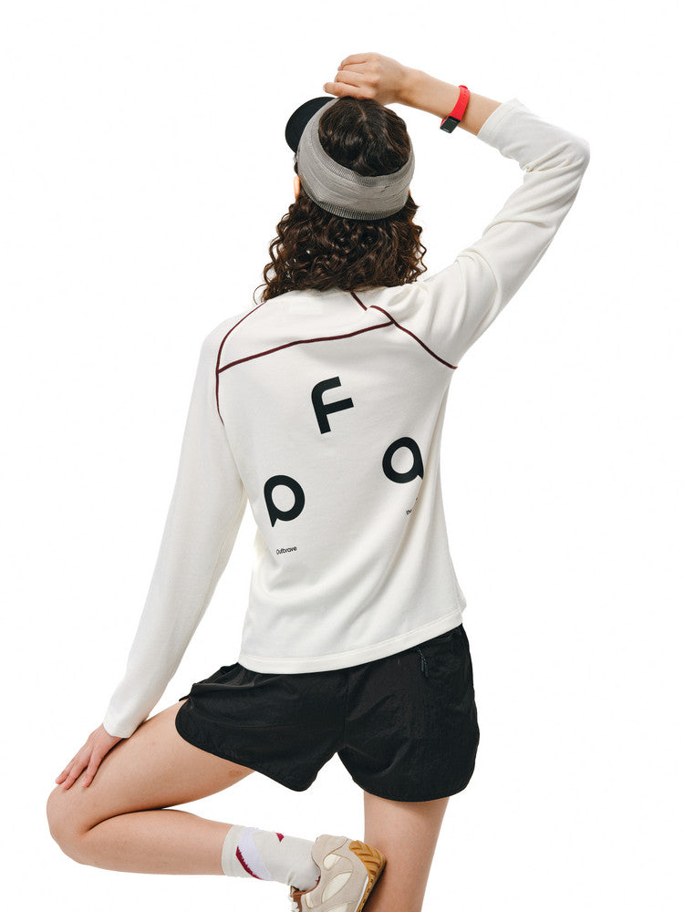 FPA Hasso Structure Logo Long Sleeve T-Shirt - Chinese Streetwear Trendy Fall Round Neck Slim Fit Casual Outdoor Sports Tee for Women