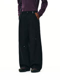 FPA Outdoor Pleated Soft Shell Straight-Leg Trousers – Chinese Streetwear Trend, Loose Casual Black Long Pants for Men