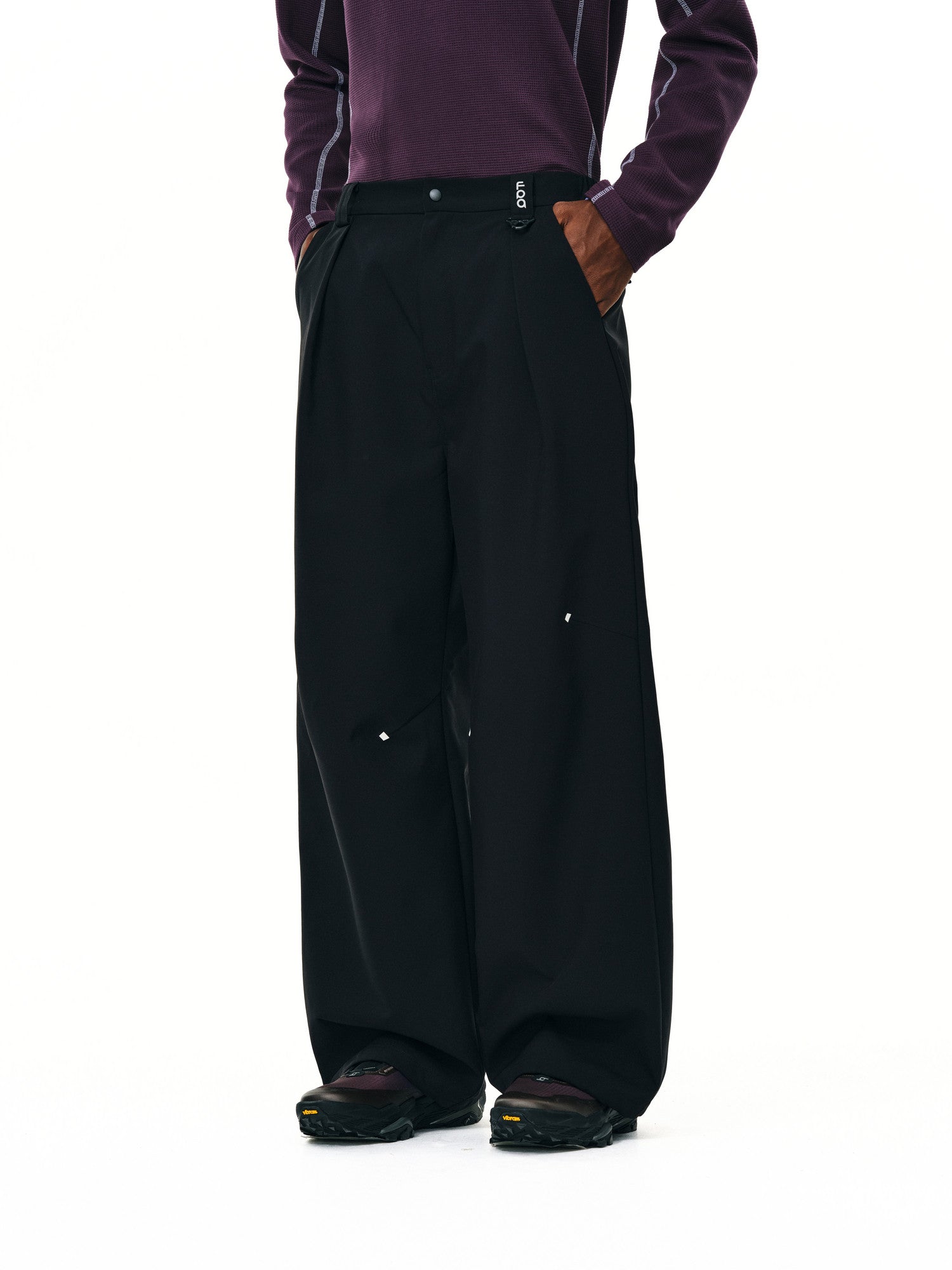 FPA Outdoor Pleated Soft Shell Straight-Leg Trousers – Chinese Streetwear Trend, Loose Casual Black Long Pants for Men