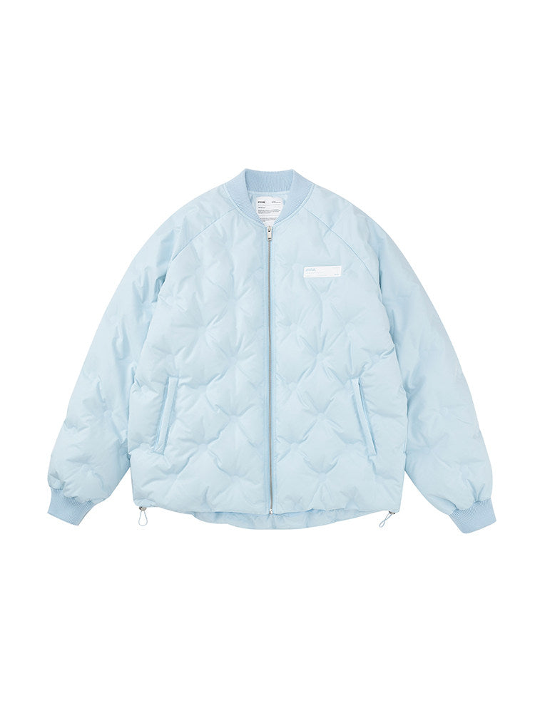 FPA Light Blue Quilted Baseball-Style Down Jacket – Chinese Streetwear Couple's Winter Thickened Short Coat for Men