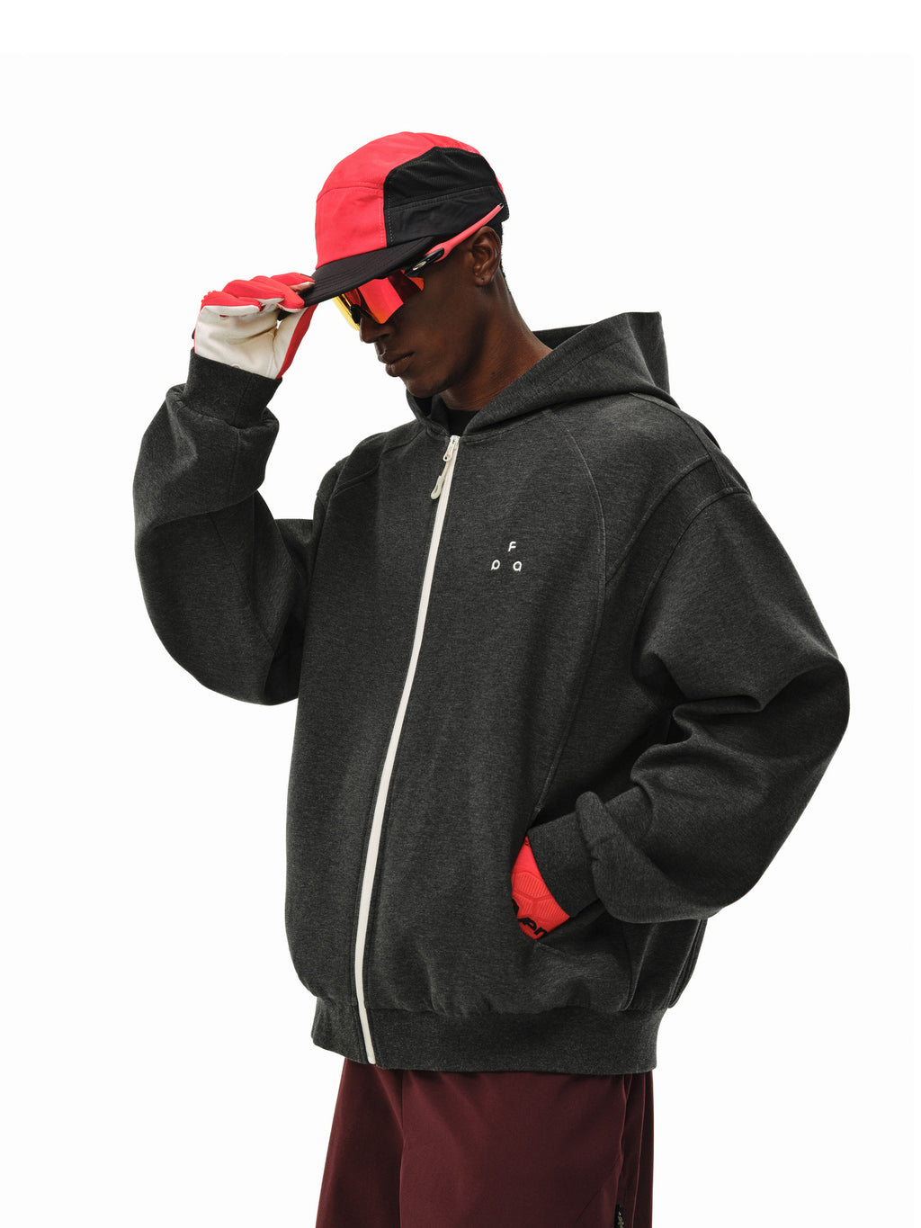 FPA Structural Line Hooded Sweatshirt - Basic Logo Casual Unisex Loose Spring Heavyweight Hoodie for Men
