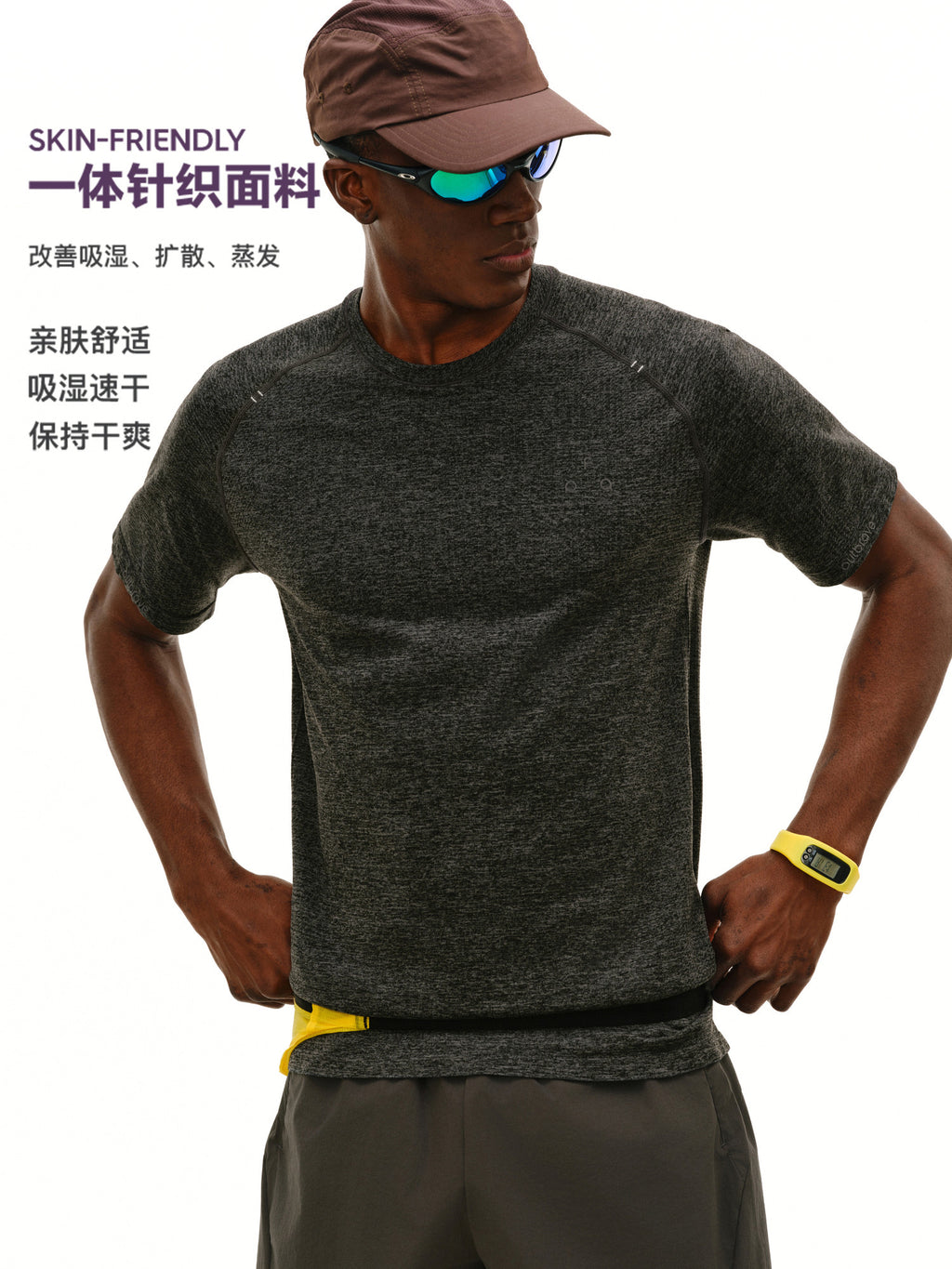 FPA Men's Knit Short Sleeve T-Shirt for Sports and Outdoor Activities, Breathable, Moisture-Wicking, Quick-Dry, Logo Design