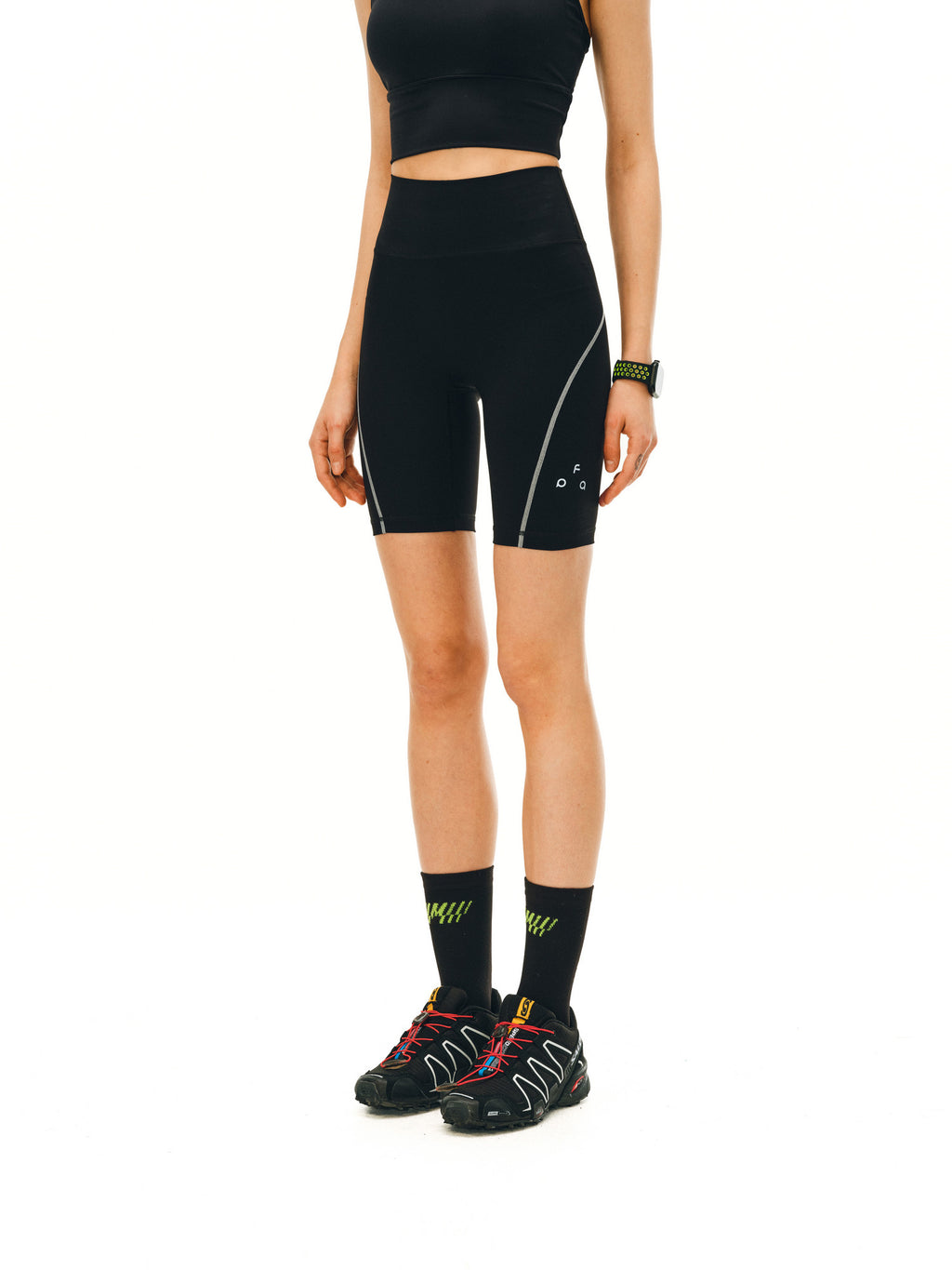 FPA Women's Outdoor Running Fitness Yoga Compression Shorts with Logo Seam Lines - Form-Fitting Base Layer Shorts
