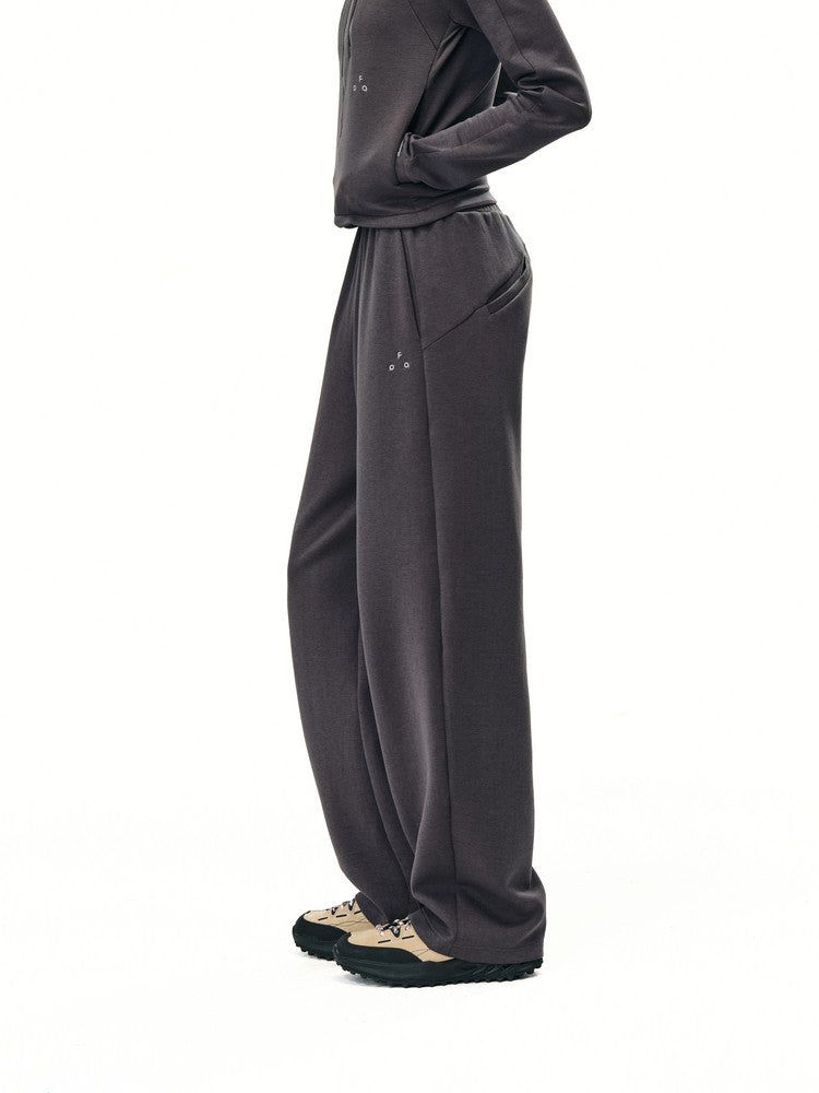 FPA Double-Sided Air Cotton Knit Wide-Leg Pants for Women - Chinese Street Style Spring/Autumn Athletic Casual Straight-Leg Pants
