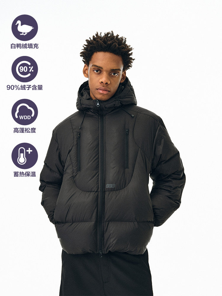 FPA Double-Layer Hooded Down Jacket Winter Design Loose Couple Black Warm Coat Men