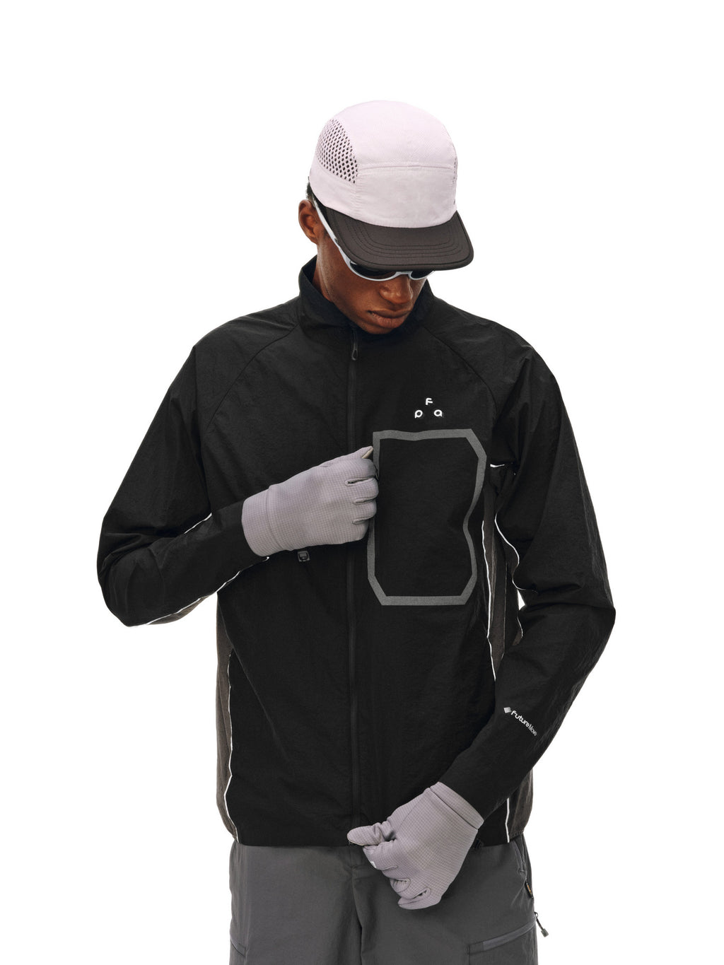 FPA Lightweight Water-Repellent Paneled Jacket for Outdoor Sports and Fitness, Couple Style, Stand Collar, Black