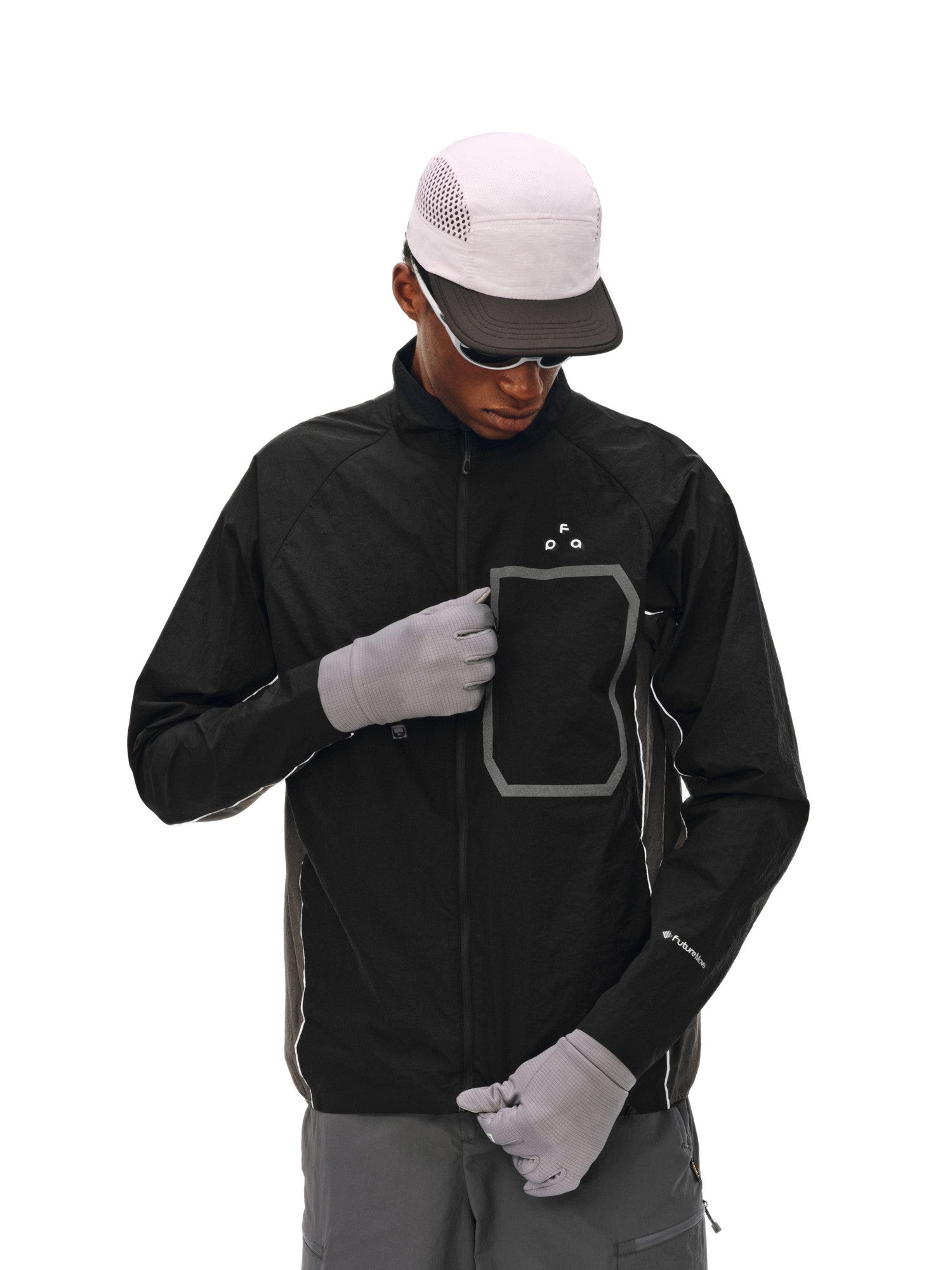 FPA Lightweight Water-Repellent Paneled Jacket for Outdoor Sports and Fitness, Couple Style, Stand Collar, Black
