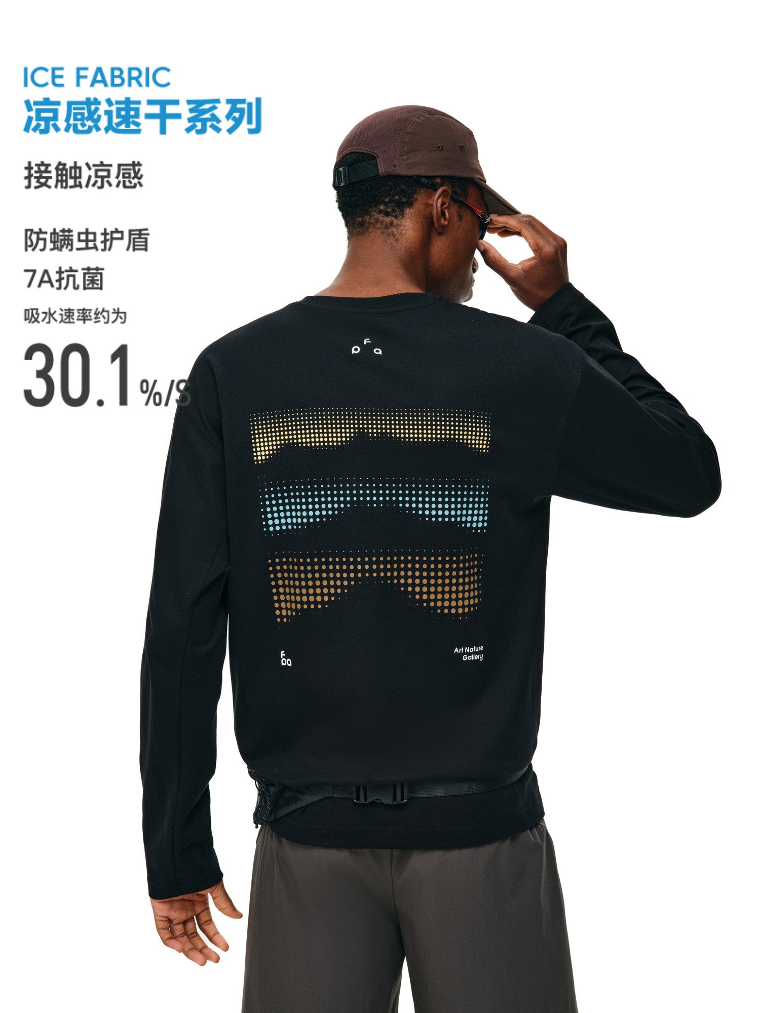 FPA 7A Antibacterial Quick-Dry Cool-Touch Anti-Mite Long-Sleeve Sports T-Shirt for Men and Women, Autumn Outdoor Fitness Round Neck Printed Couple Tee