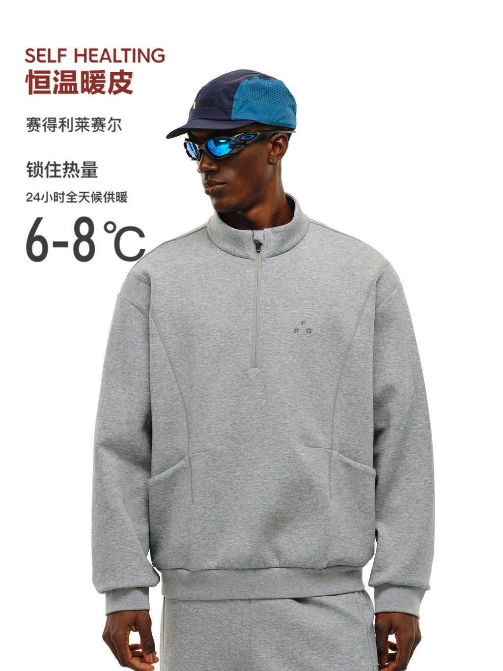 FPA Lyocell Warm Structure Half-Zip Pullover Sweatshirt for Men – Spring Semi-High Collar Casual Top