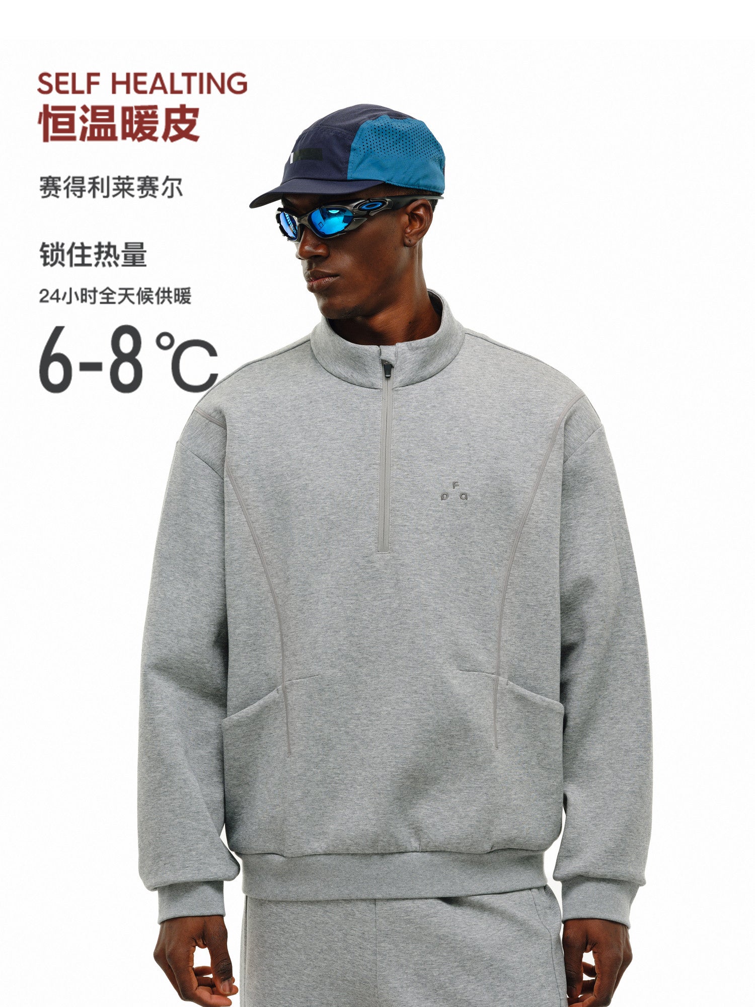 FPA Lyocell Warm Structure Half-Zip Pullover Sweatshirt for Men – Spring Semi-High Collar Casual Top