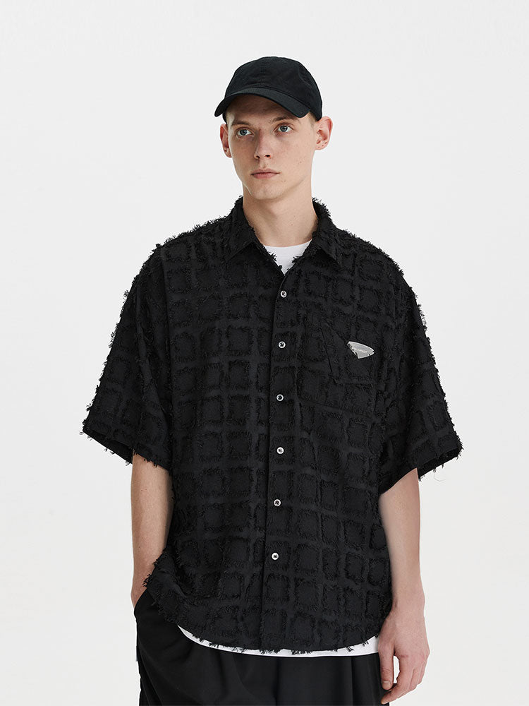 FPA Fringe Plaid Short-Sleeve Shirt – Summer Streetwear Unisex Loose Half-Sleeve Shirt