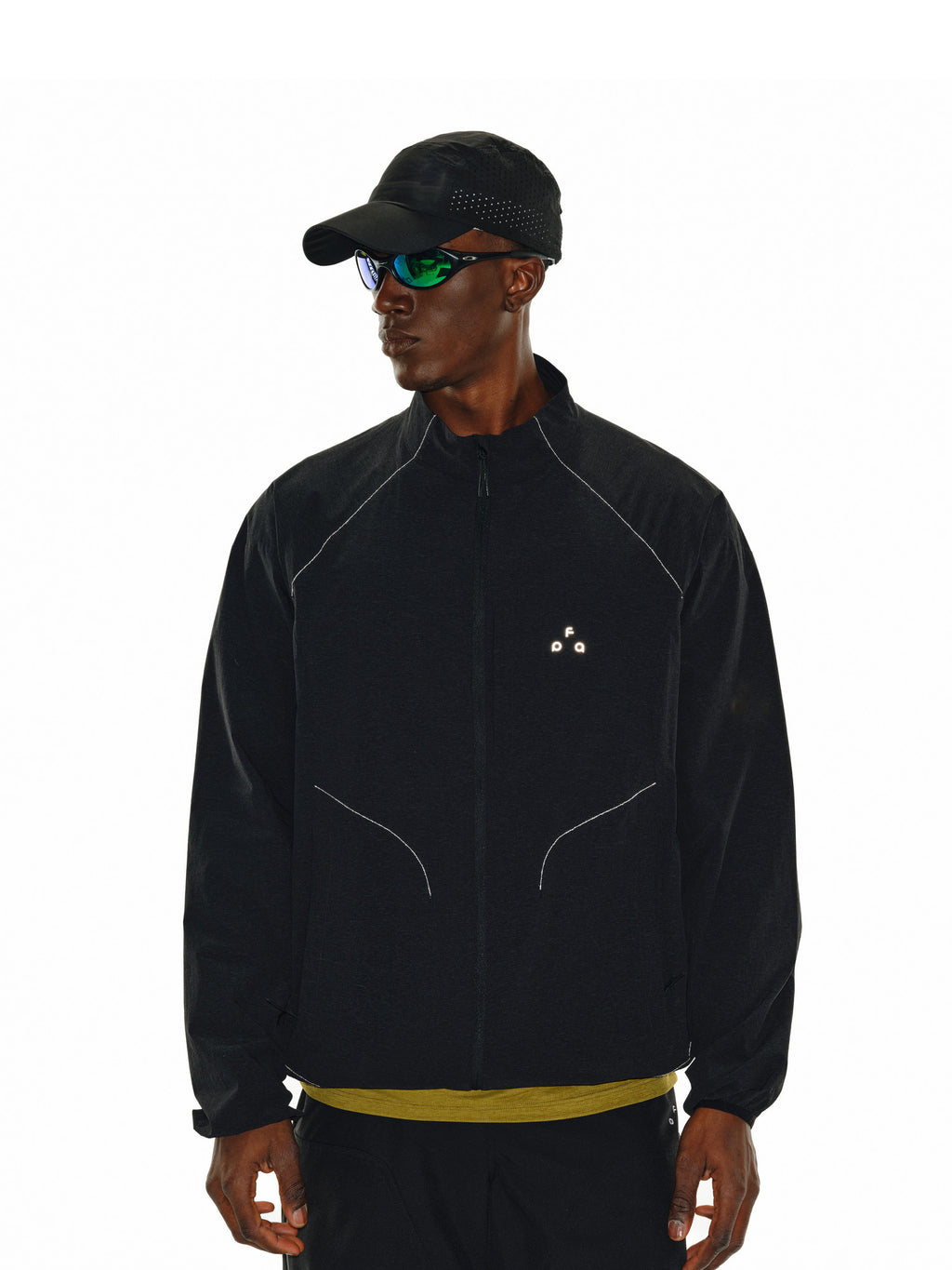 FPA Stand Collar Textured Horizontal Stripe Thin Reflective Sports Jacket - Spring Outdoor Loose Zip-Up Couple Jacket