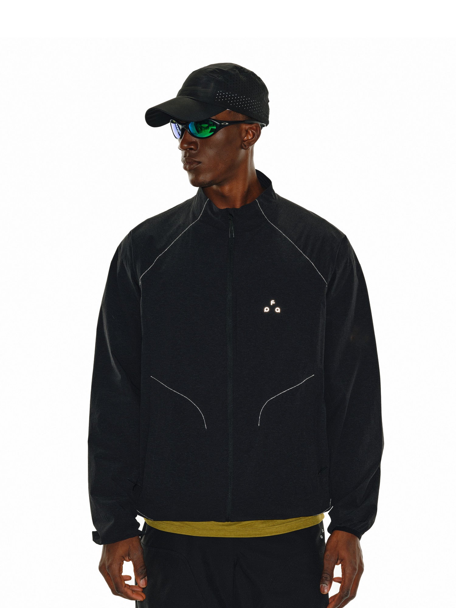 FPA Stand Collar Textured Horizontal Stripe Thin Reflective Sports Jacket - Spring Outdoor Loose Zip-Up Couple Jacket