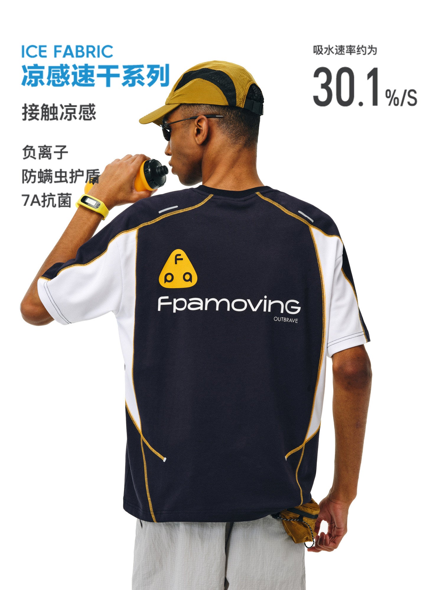 FPA Quick-Dry Cool-Touch 7A Antibacterial Sports Short Sleeve T-Shirt – Chinese Streetwear Trend for Summer Outdoor Loose Patchwork Couple Tee