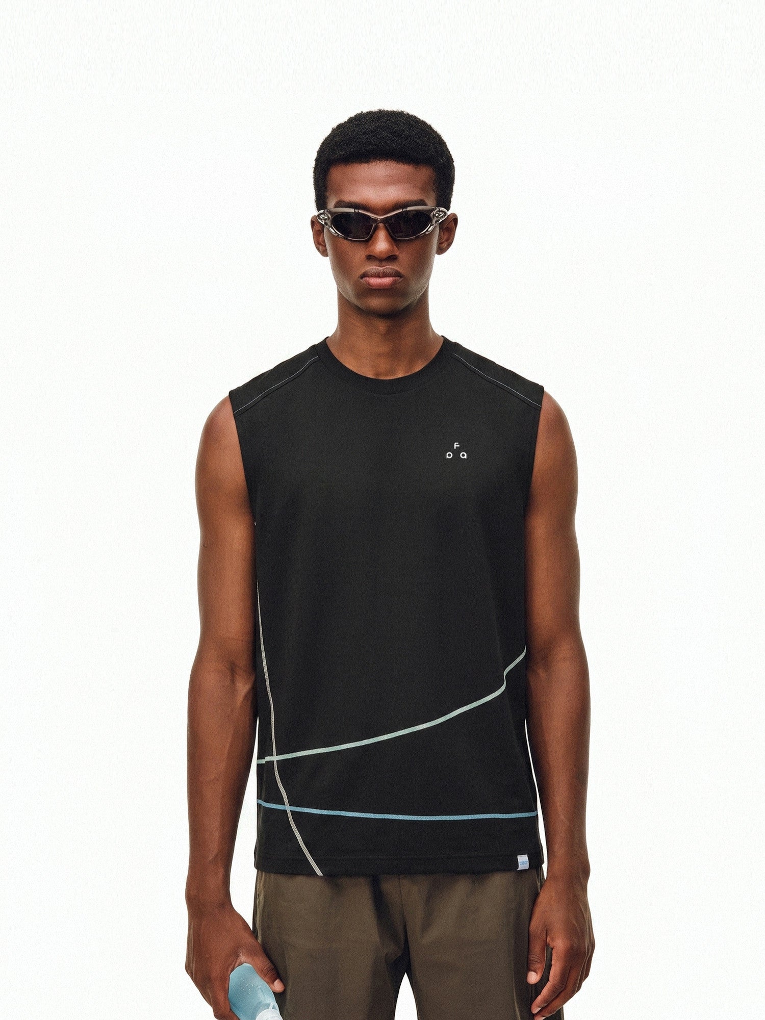 FPA Hasso Line Contrast Sleeveless Vest - Summer Outdoor Sports Fitness Running Basketball Breathable Tank Top for Men