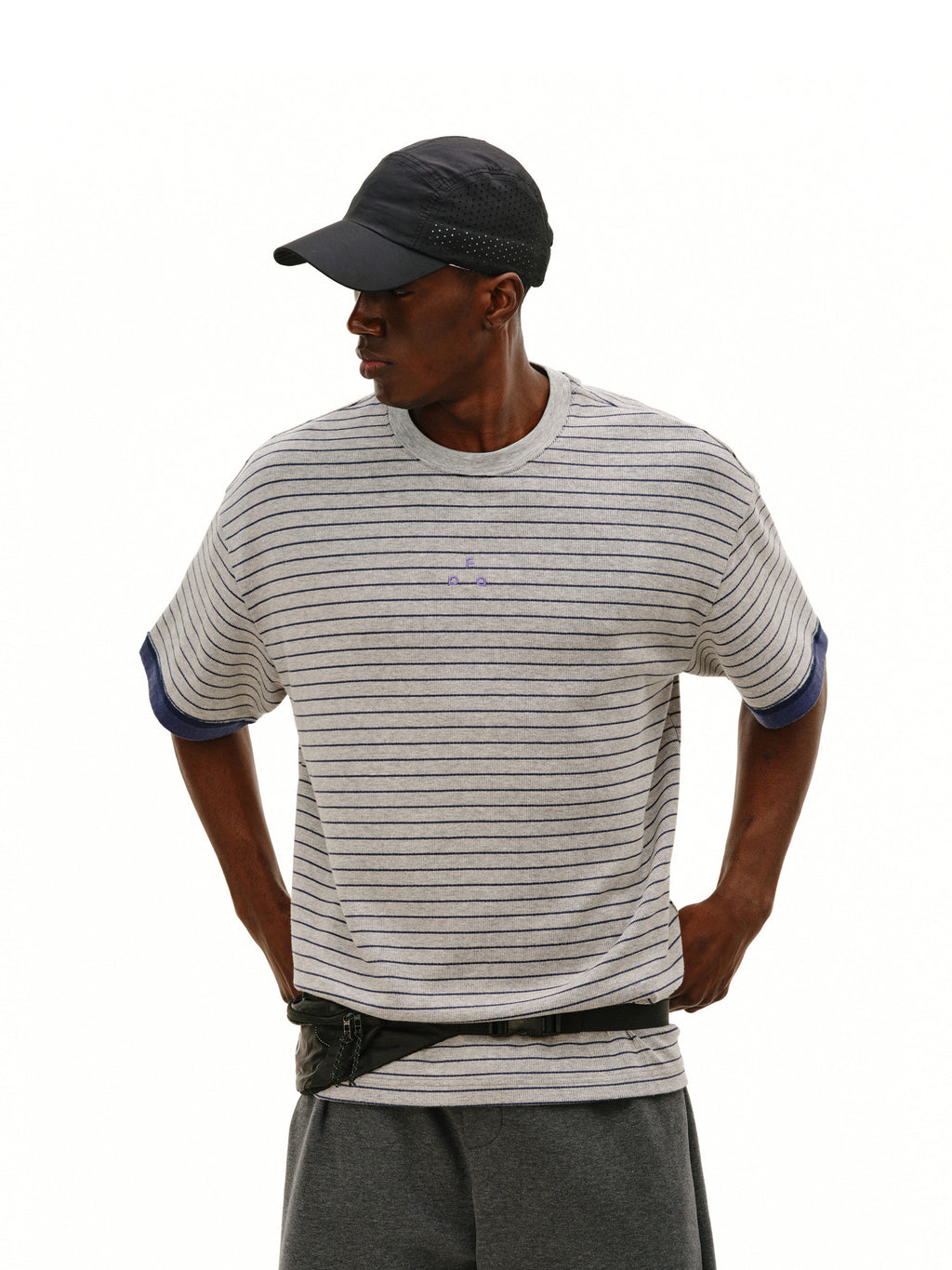 FPA Contrast Stripe Short Sleeve Tee with Color-Block Design – Classic Crew Neck Unisex Athletic T-Shirt