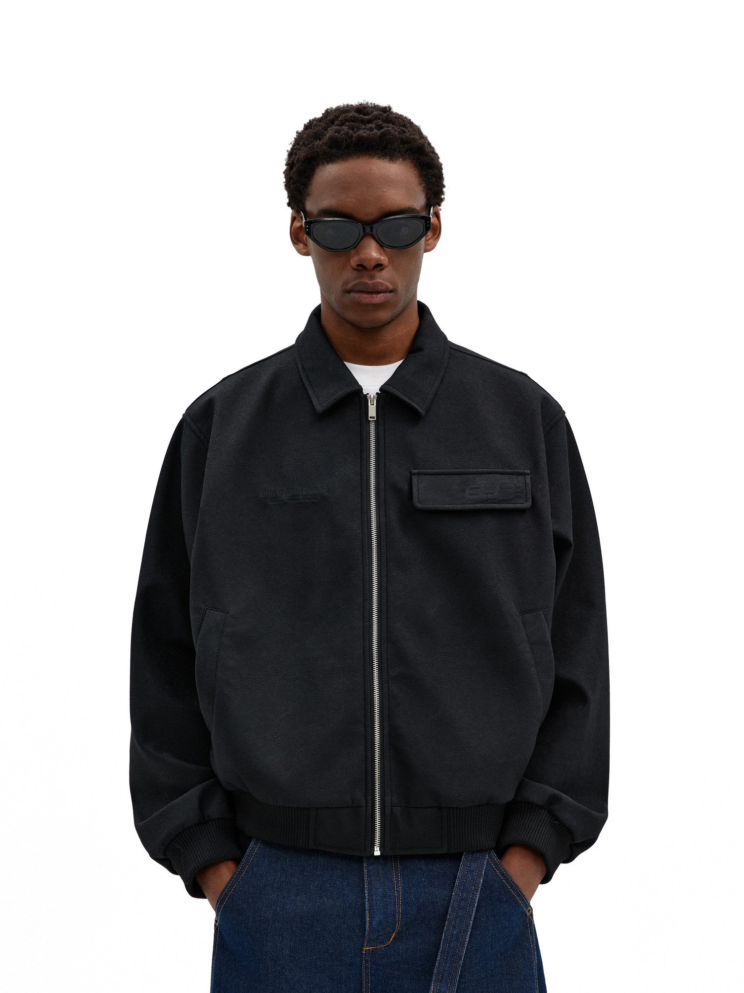FPA Textured Sports Jacket - American Retro Streetwear Unisex Loose Short Fall Motorcycle Jacket