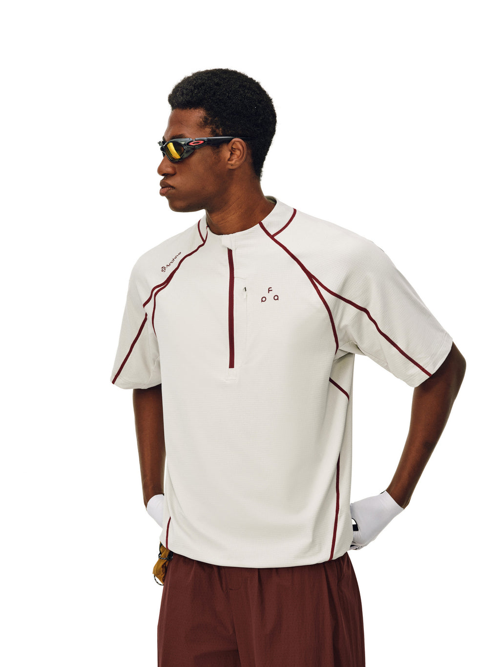 FPA Sports Contrast Stitch Short Sleeve Summer Outdoor Quick-Dry Cool Half-Zip Cycling Shirt Casual Couple T-Shirt