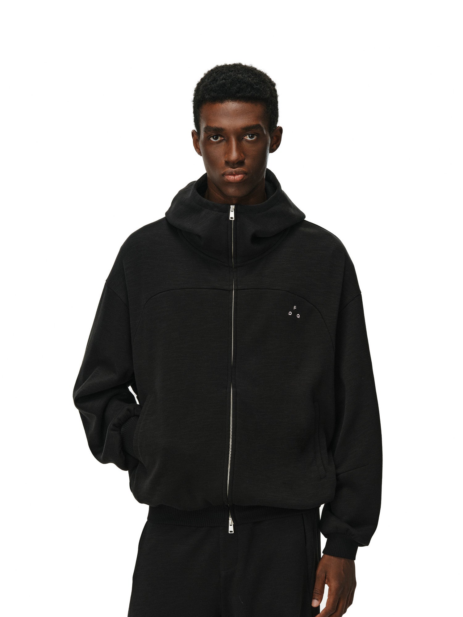 FPA Slub Cotton Moisture-Wicking Zip-Up Hoodie Sweatshirt - Casual Unisex Fall Essential, Loose Fit