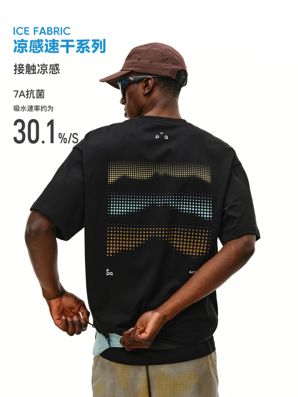 FPA Cool-Touch Quick-Dry 7A Antibacterial Sports Short Sleeve T-Shirt, Summer Round Neck Couple Polka Dot Print Outdoor Tee for Men