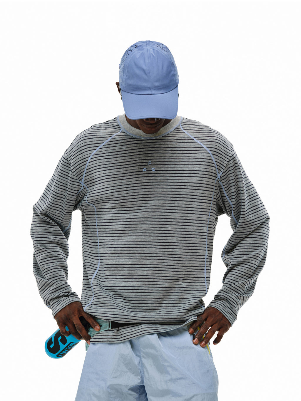 FPA Style Contrast Stripe Long-Sleeve T-Shirt for Outdoor Sports, Crew Neck, Unisex, Casual