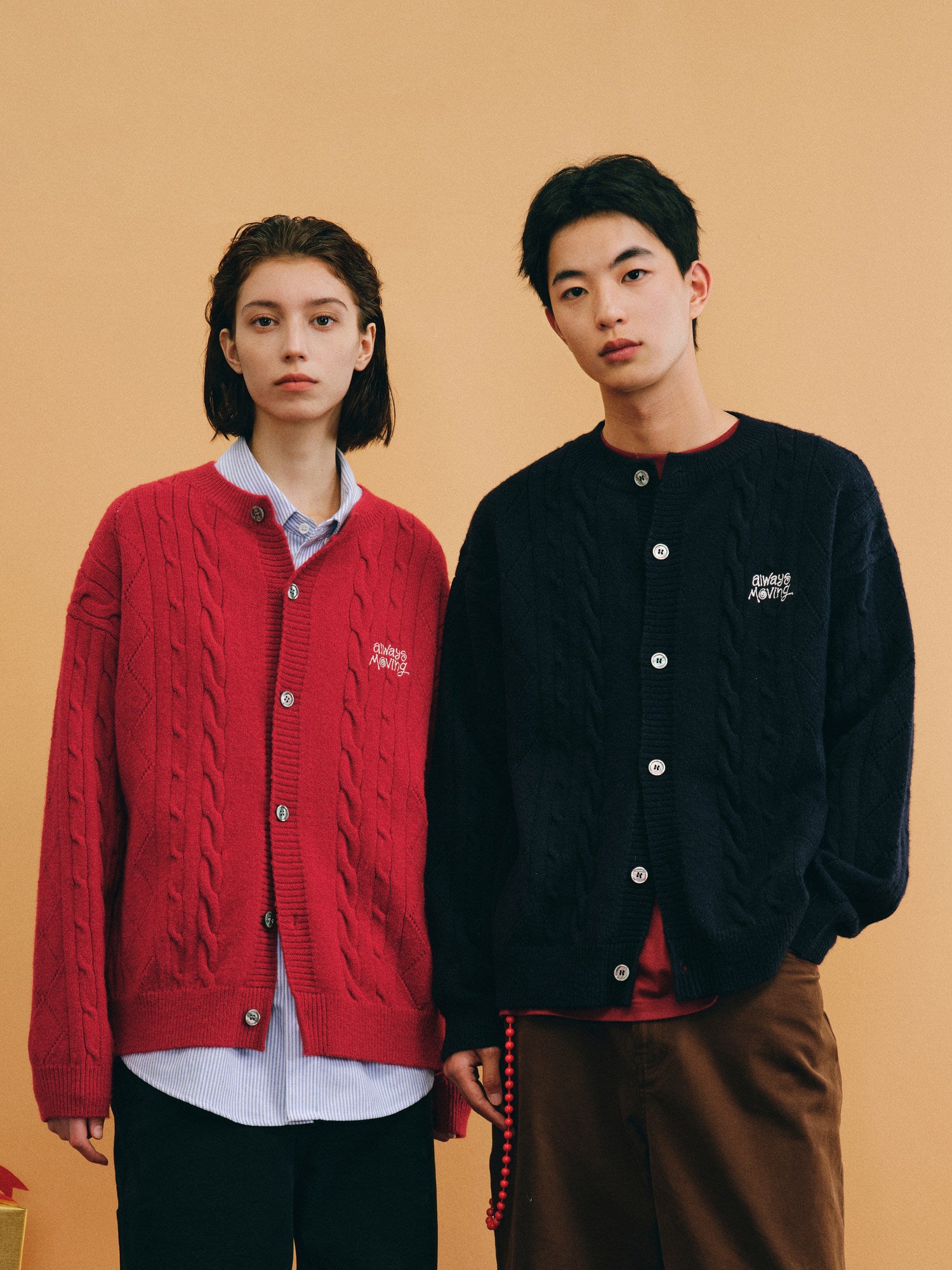 FPA Cable Knit Fall Cardigan Sweater 2026 Autumn/Winter New Arrival Round Neck Trendy Zodiac Year Red Couple Style Outerwear