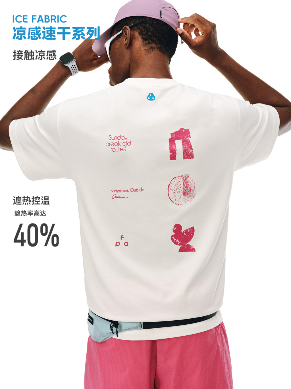 FPA Natural Elements Text Typography Short Sleeve T-Shirt – Summer Outdoor Sports Cool & Quick-Dry Couple Printed White Tee