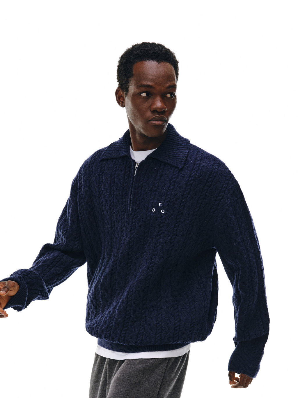 FPA Cable Knit Collar Casual Sweater 2026 New Fall/Winter Half-Zip Premium Knit Pullover for Men