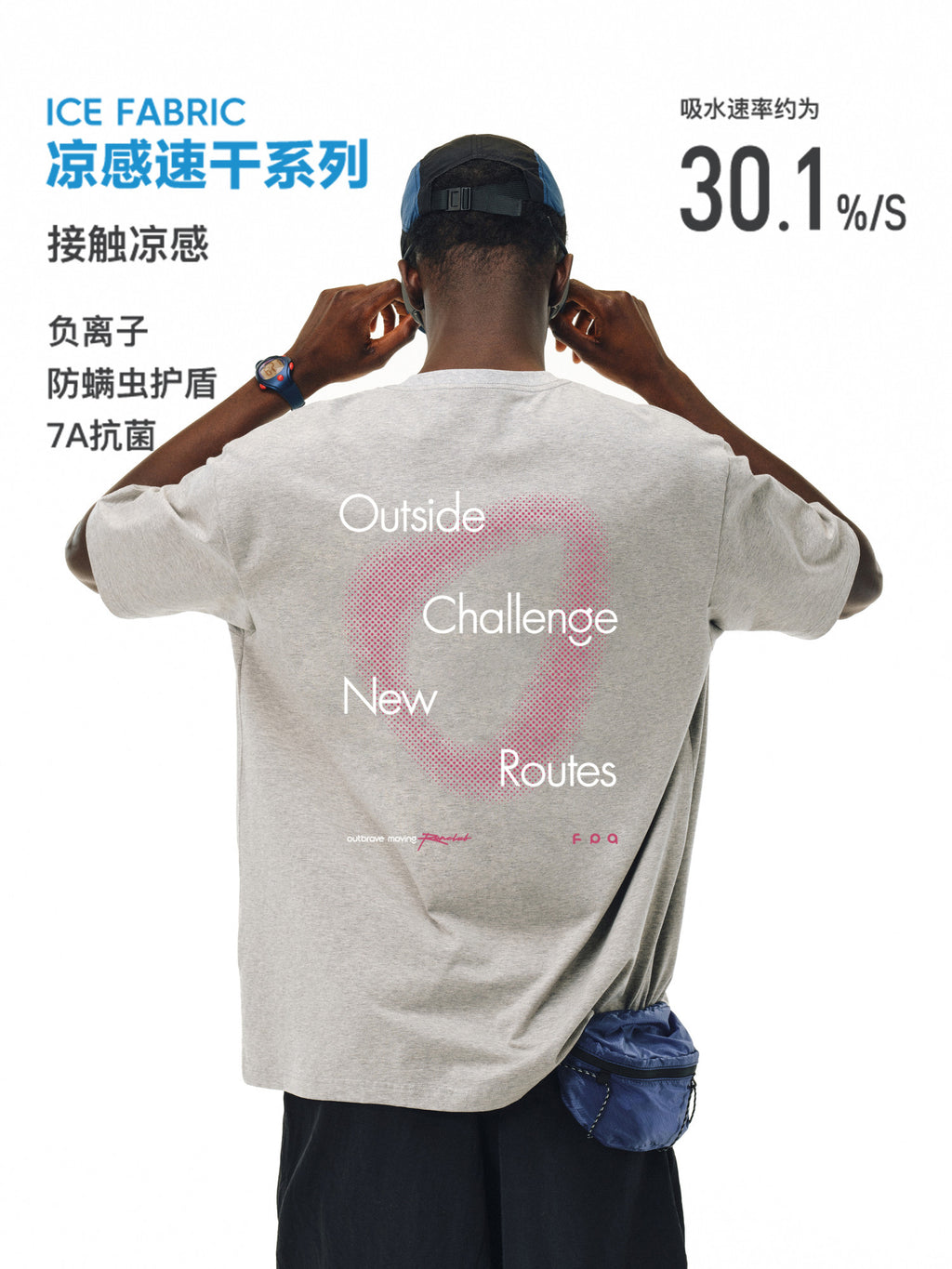 FPA Quick-Dry 7A Antibacterial and Anti-Mite Athletic Short Sleeve T-Shirt - Summer American Heavyweight Outdoor Cool-Touch Couple Loose Fit Tee